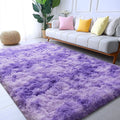 Super Soft Fluffy Rug for Bedroom,6X9 Tie-Dye Purple Anti-Skid Plush Floor Carpet for Living Room Home Decor