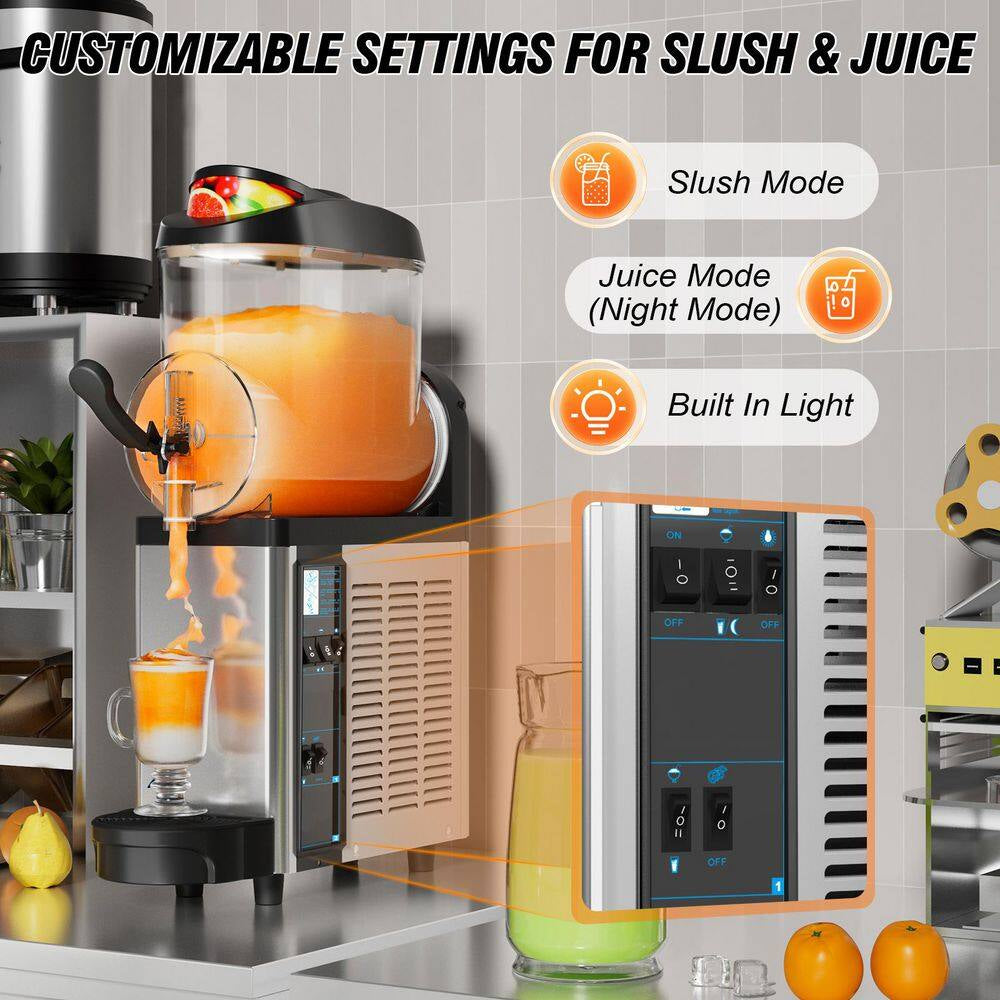 Commercial Slushy Machine 405Oz. Silver Snow Cone Machine 12L Single Bowl Food-Grade PC Tank, 400W Frozen Drink Machine