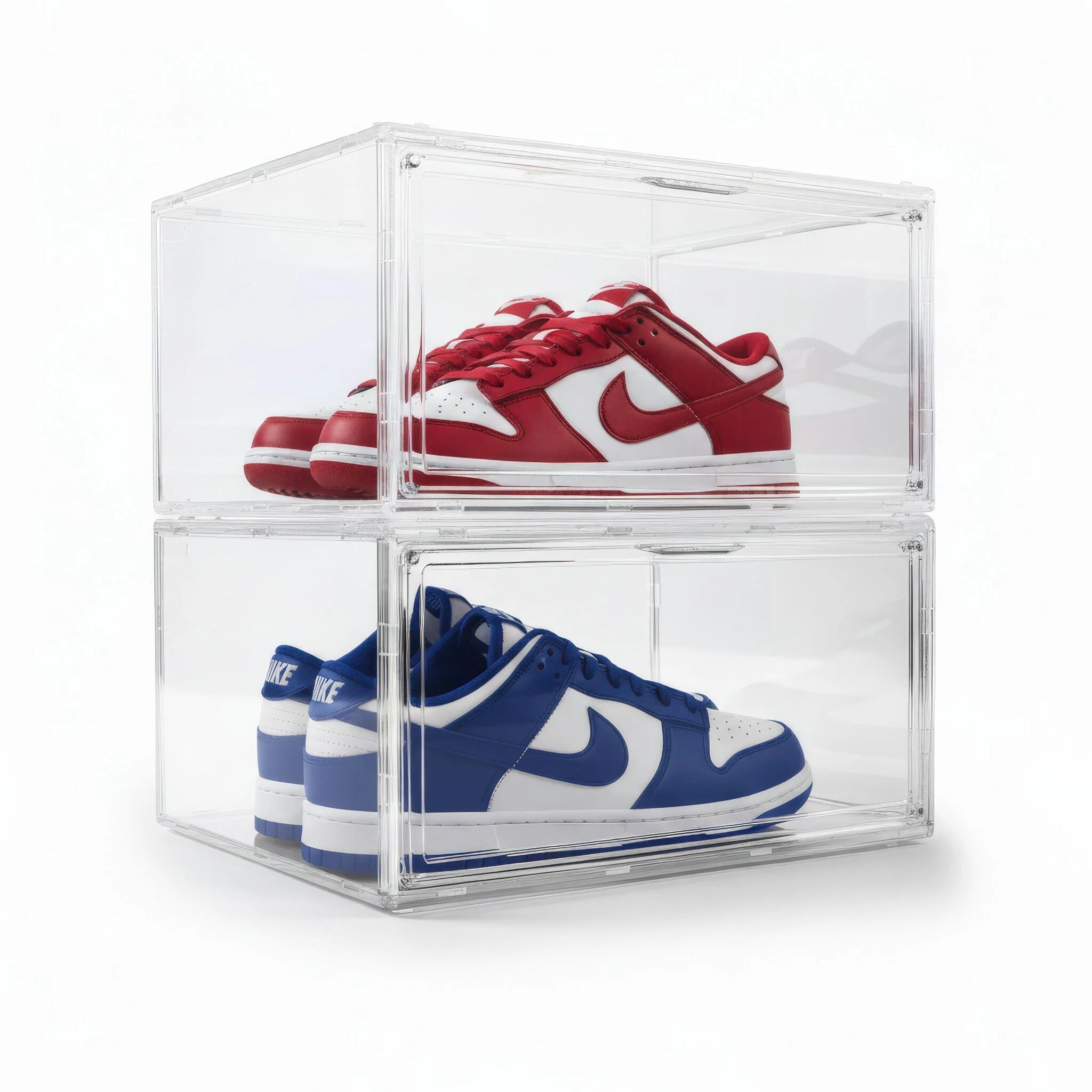 XL Clear Plastic Shoe Storage Box, Stackable with Lids for Sneakers up to Size 13, 2 Pack