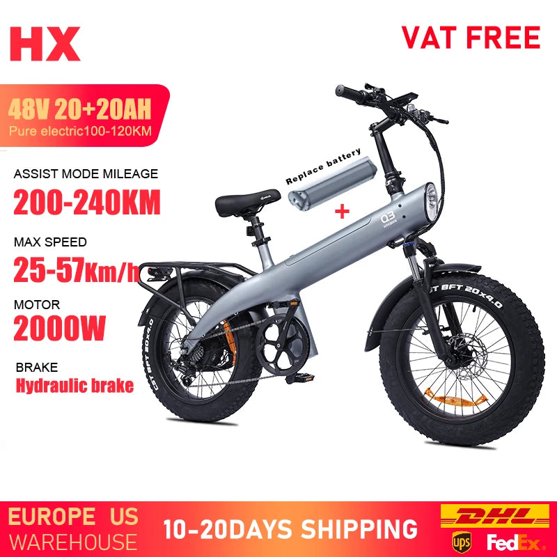 Q3 E Bike 2000W Electric Bike 48V 20AH Adult E Bike 20Inch Tire Off-Road Fatbike City Electric Bicycle Mountain E Bikes