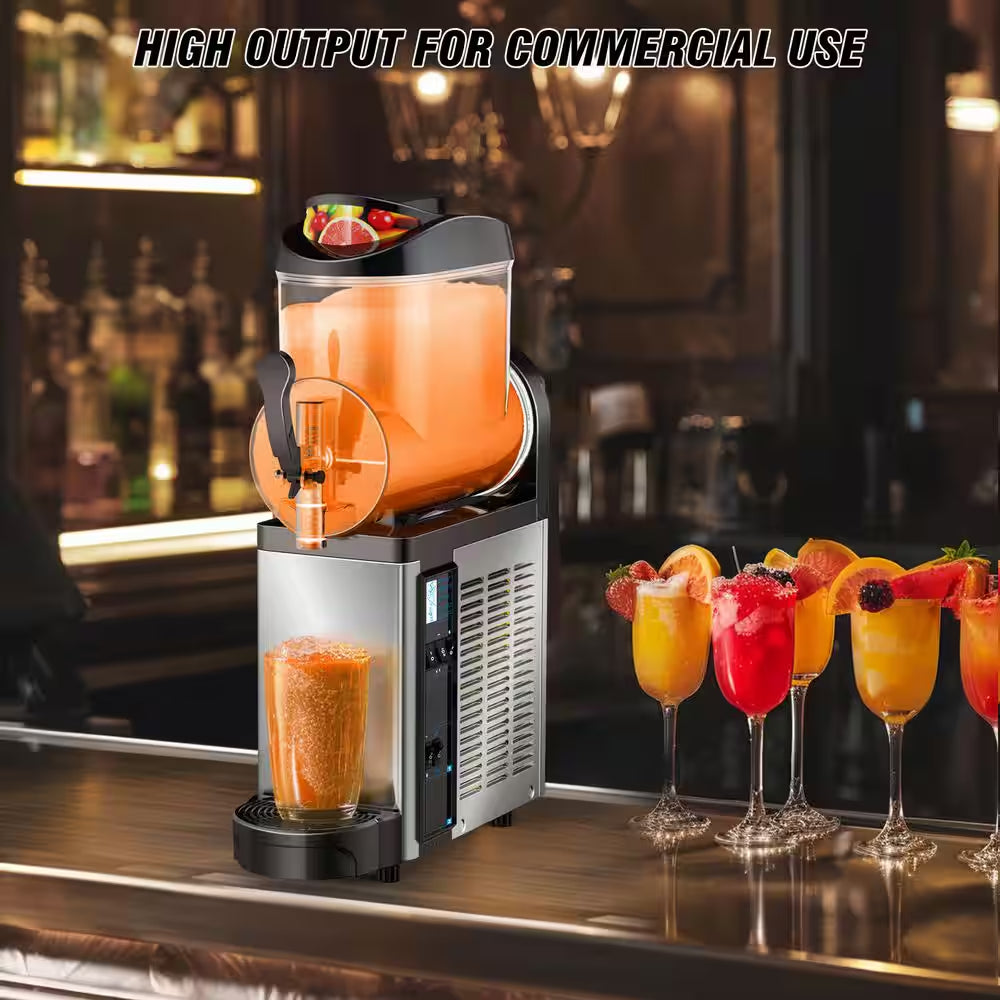 Commercial Slushy Machine 405Oz. Silver Snow Cone Machine 12L Single Bowl Food-Grade PC Tank, 400W Frozen Drink Machine