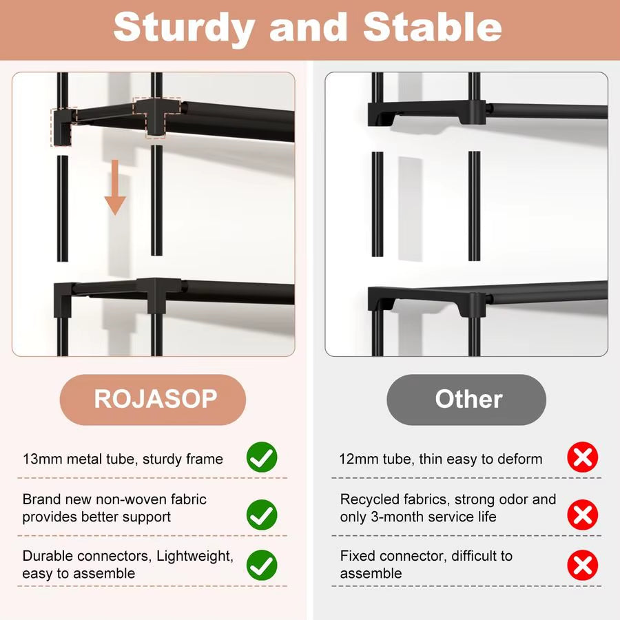 10 Tier Shoe Rack with Covers,Large Capacity Stackable Tall Shoe Shelf Storage to 5055 Pairs Shoes and Boots Sturdy Metal Free S