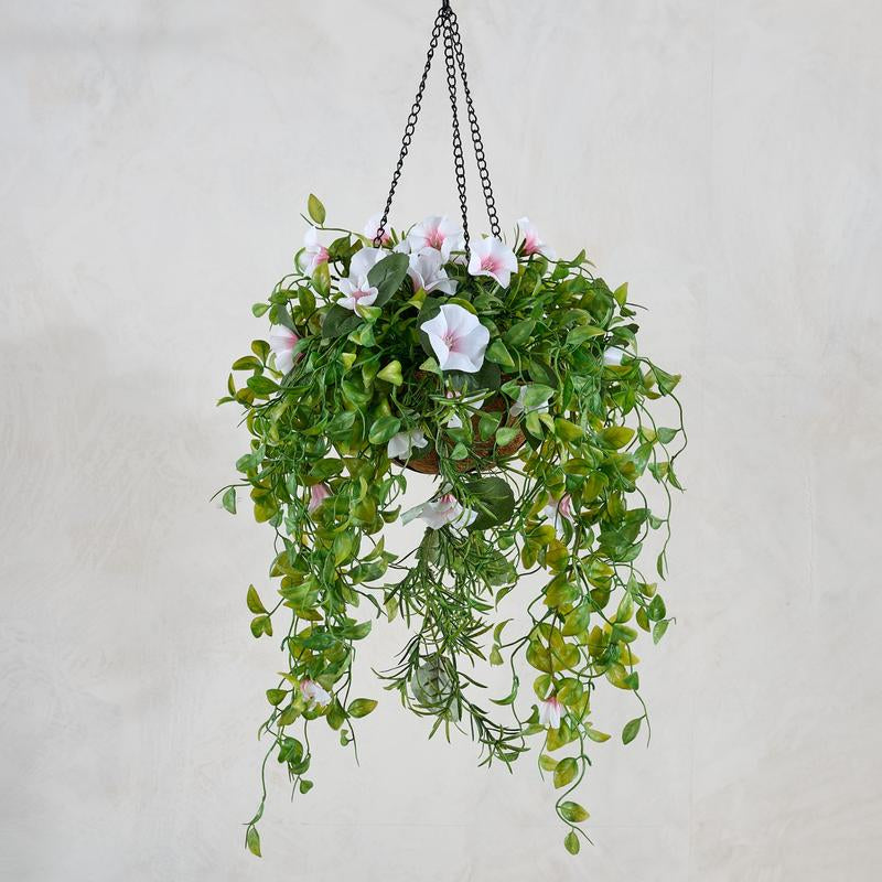 Garden Reflections 14" Faux Morning Glory Hanging Basket