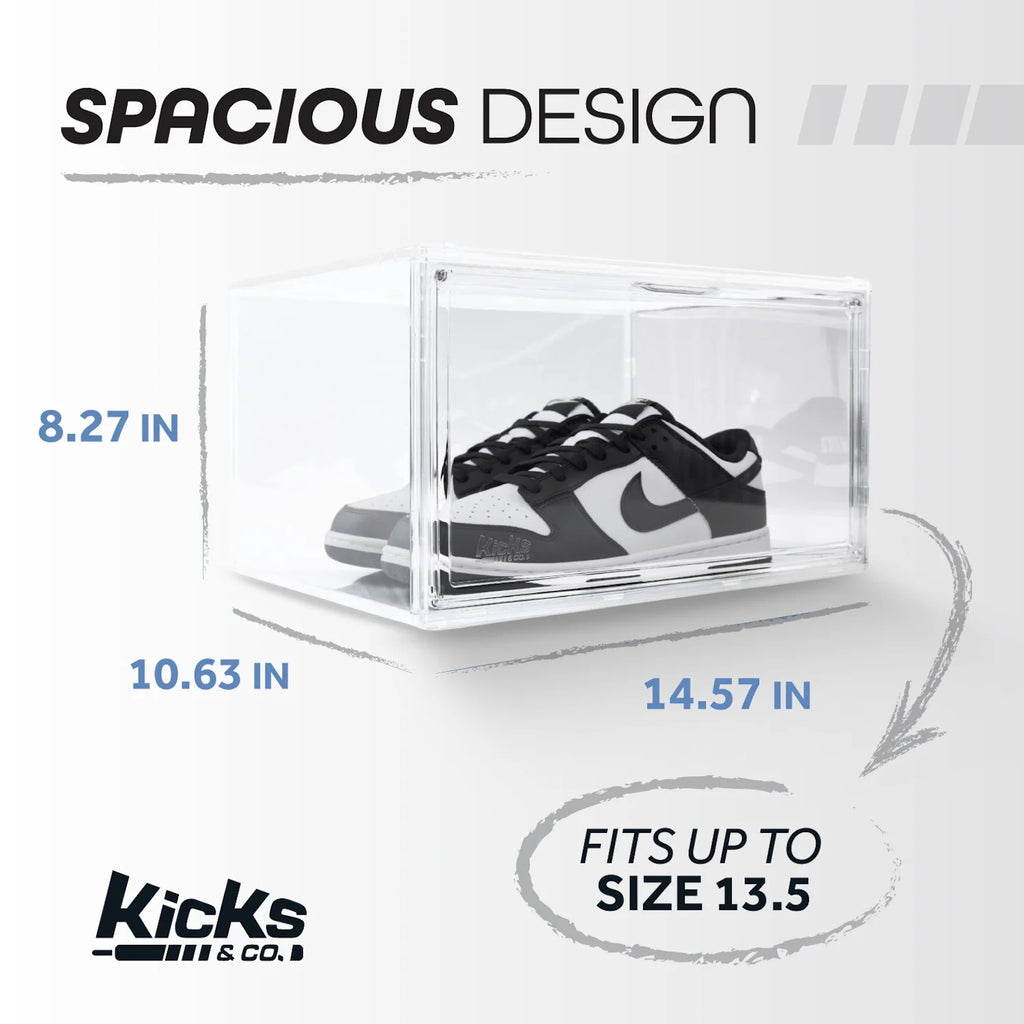 XL Clear Plastic Shoe Storage Box, Stackable with Lids for Sneakers up to Size 13, 2 Pack