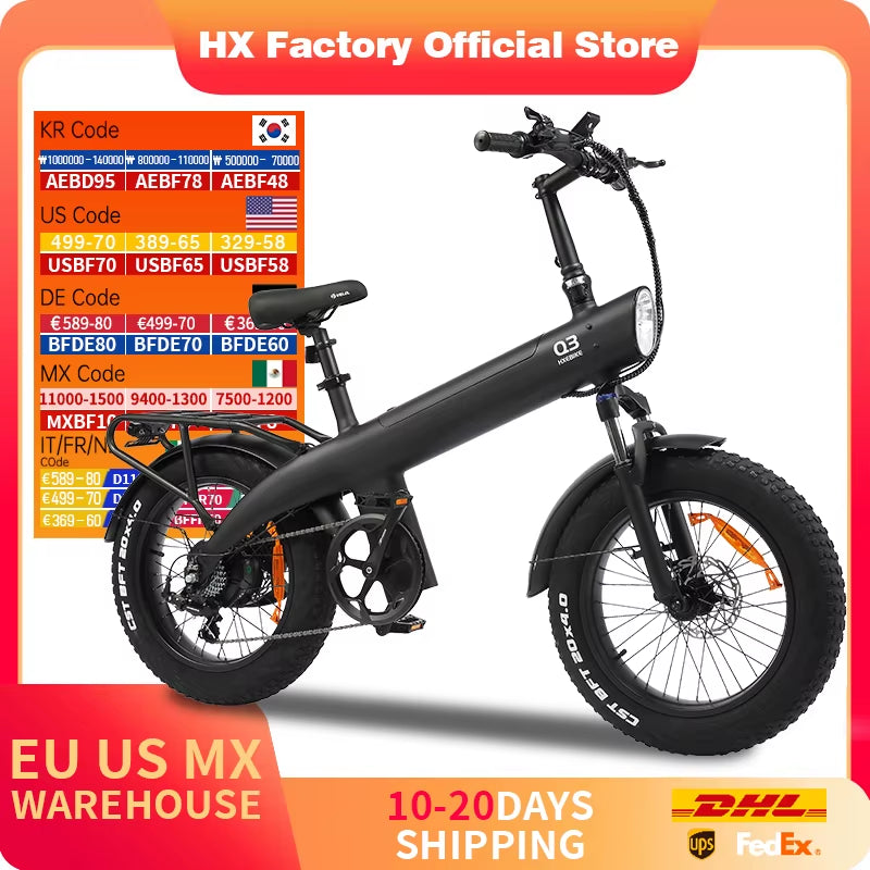 Q3 E Bike 2000W Electric Bike 48V 20AH Adult E Bike 20Inch Tire Off-Road Fatbike City Electric Bicycle Mountain E Bikes