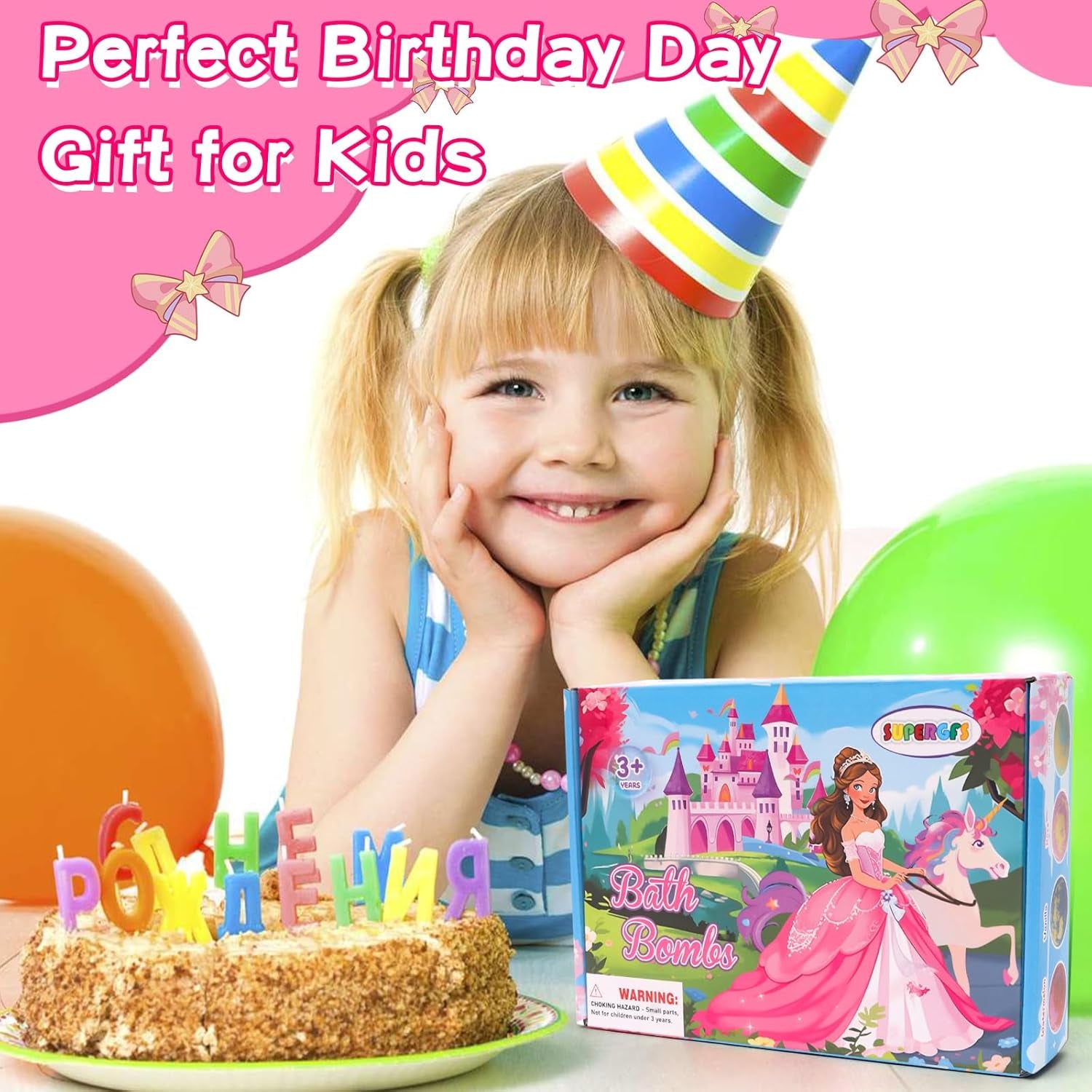 Bath Bombs for Kids with Surprise inside Princess Toys Natural Bath Bombs Handmade Spa Organic Bubble Bath Bomb Bath Fizzy with Jewelry Set Girls Birthday Christmas Gift