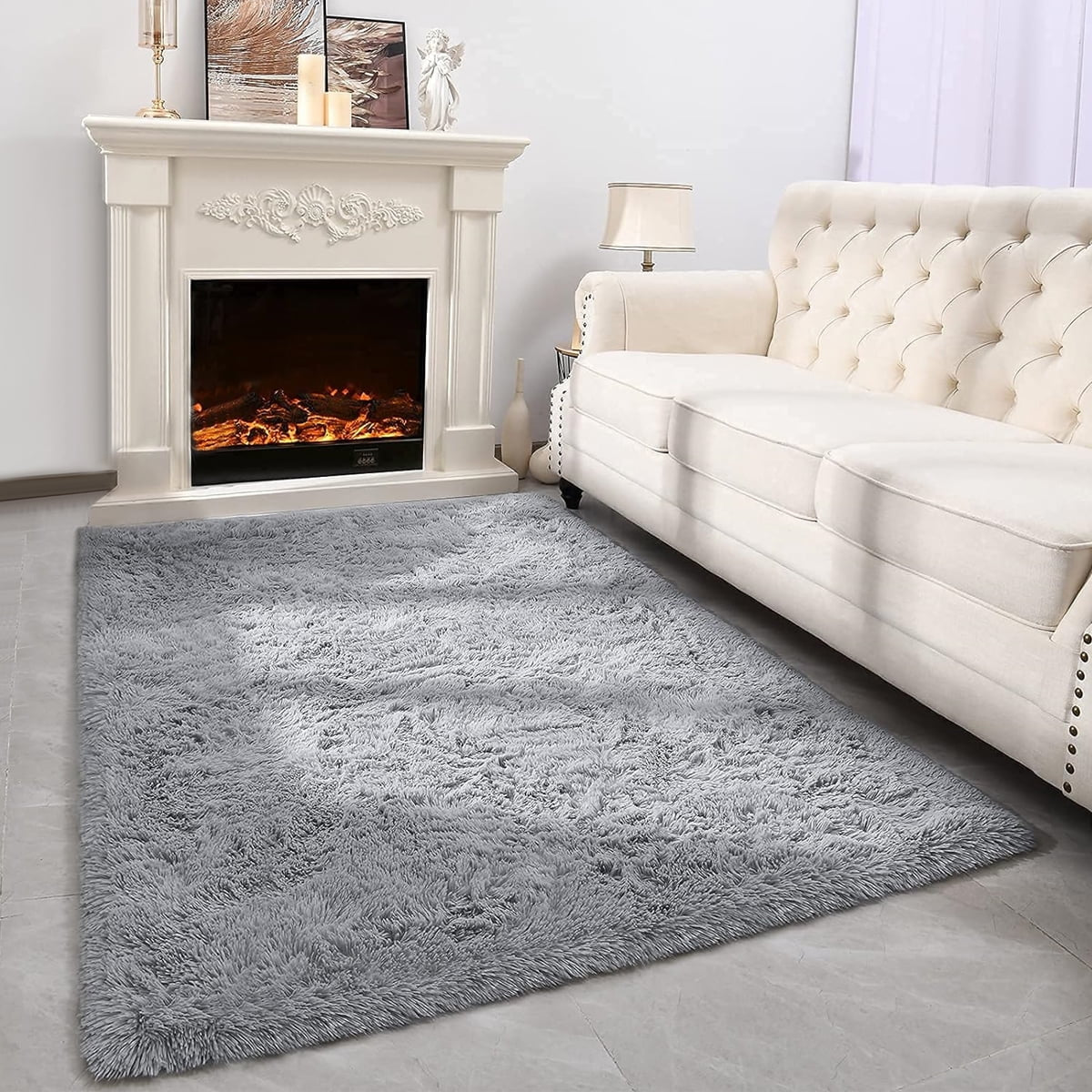 Area Rugs for Living Room Bedroom, 6X9 Ultra Soft Comfy Fluffy Thickened Memory-Foam Indoor Carpets, Modern Carpet for Teen Adults Apartment Bedroom Home Decor, Gray