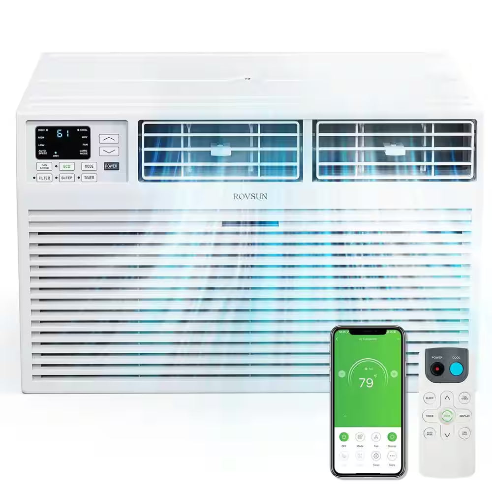 8,000 BTU (DOE) Wi-Fi Through-The-Wall Air Conditioner 350 Sq. Ft. with Remote in White 115-Volt