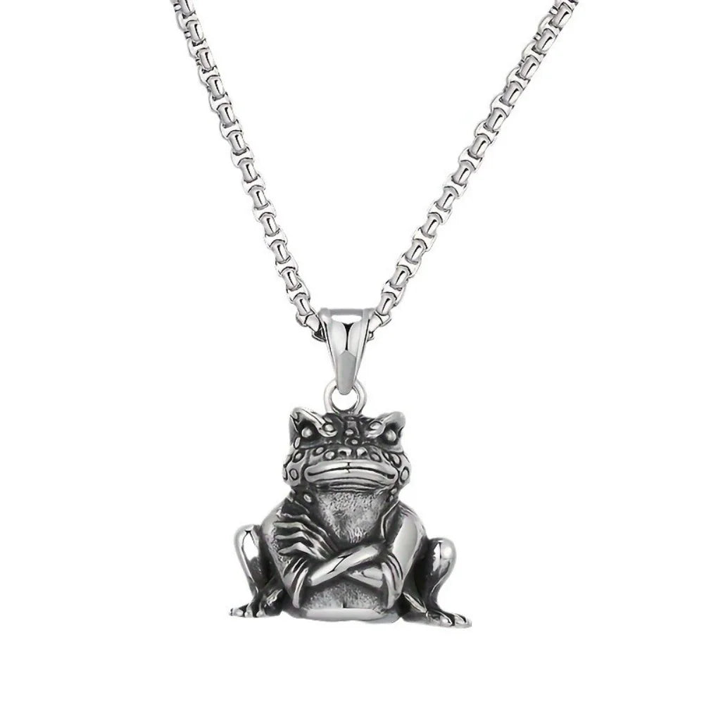 Retro Fashion Frog Animal Necklace Pendant Party Creative Trend Rock Punk Hip Hop Pendant Jewelry