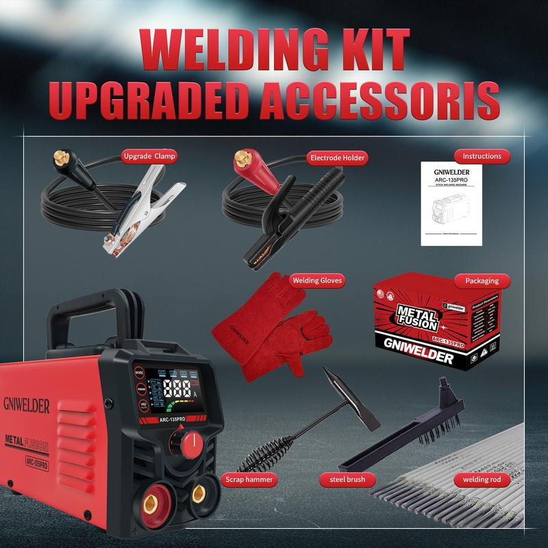 GNIWELDER Stick Welder 110V Portable ARC/TIG Welding Machine with LED Display Synergic Control IGBT Inverter Hot Start Arc Force Anti-Stick for Home Repair & Metal Working,Father'S Day Christmas Gifts Thanksgiving and Birthday Gifts