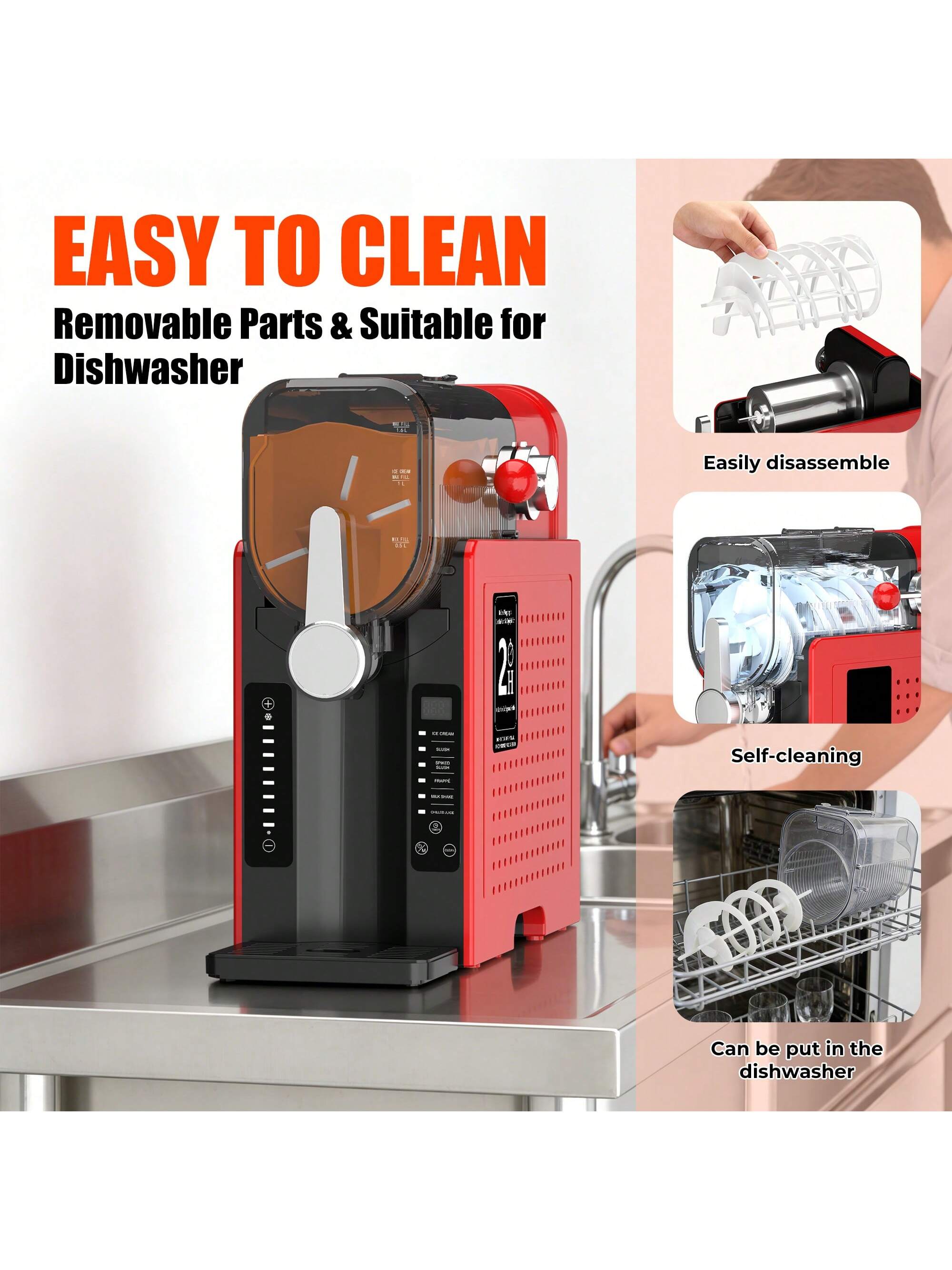Mega-Capacity 70Oz Frozen Drink & Slush Machine – 15-Minute Rapid Freezing, 6 Automatic Programs, Simple Pour-In Operation, Dishwasher Parts, and All-Day 12-Hour Reservation Mode for Effortless Smoothies, Cocktails, Ice Treats, Family Fun & Parties,Stainless Steel 304
