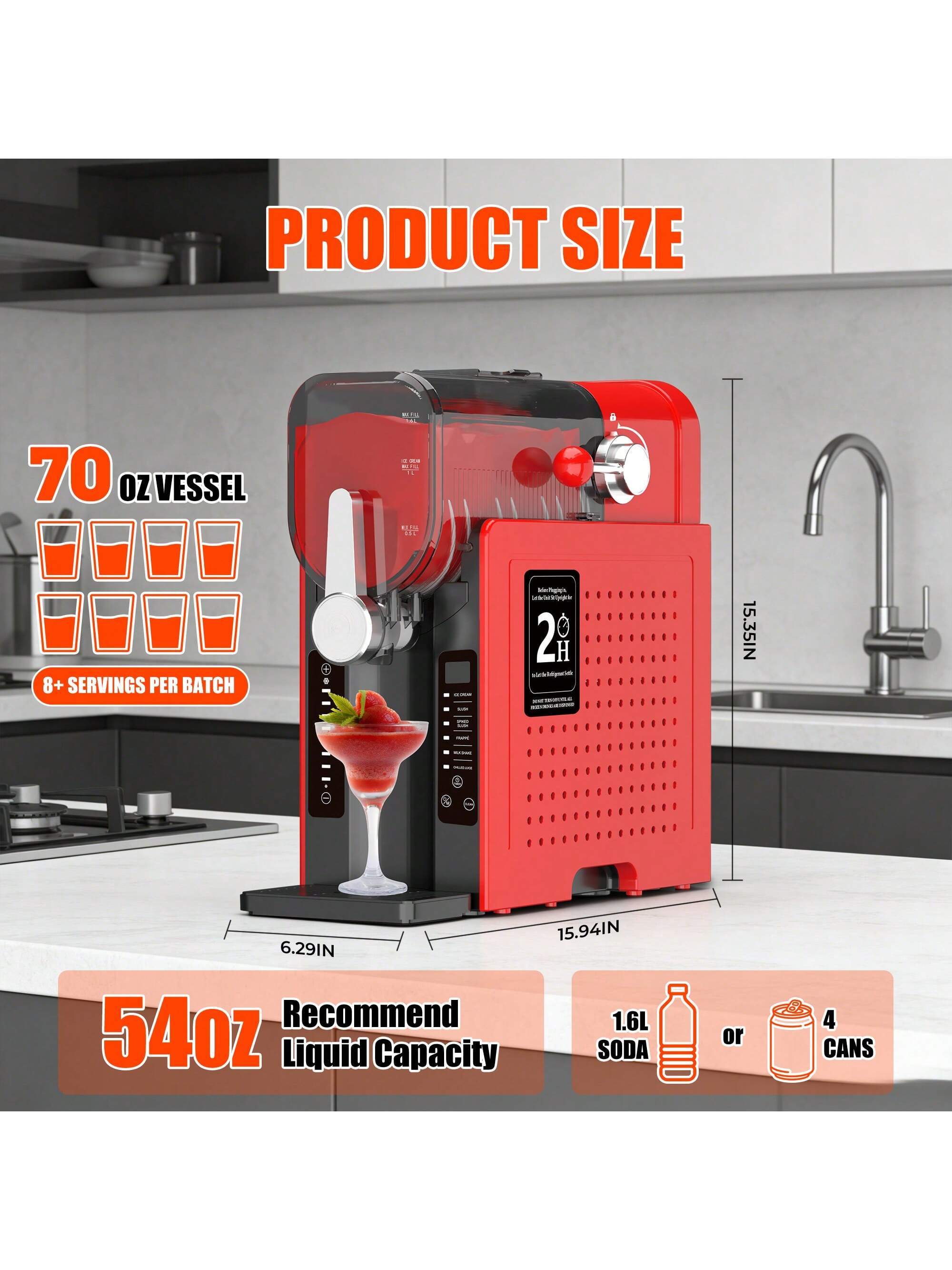 Mega-Capacity 70Oz Frozen Drink & Slush Machine – 15-Minute Rapid Freezing, 6 Automatic Programs, Simple Pour-In Operation, Dishwasher Parts, and All-Day 12-Hour Reservation Mode for Effortless Smoothies, Cocktails, Ice Treats, Family Fun & Parties,Stainless Steel 304