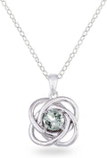 Sterling Silver Love Knot Necklace for Women, Necklace, Genuine or Synthetic Gemstone Birthstone Pendant