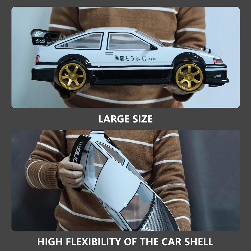 EBORUI RC Car 1:10 4WD AE86 RC Sport Racing Drift Car 70Km/H High Speed Remote Control Car + Extra Drift Tires Drift Car RTR