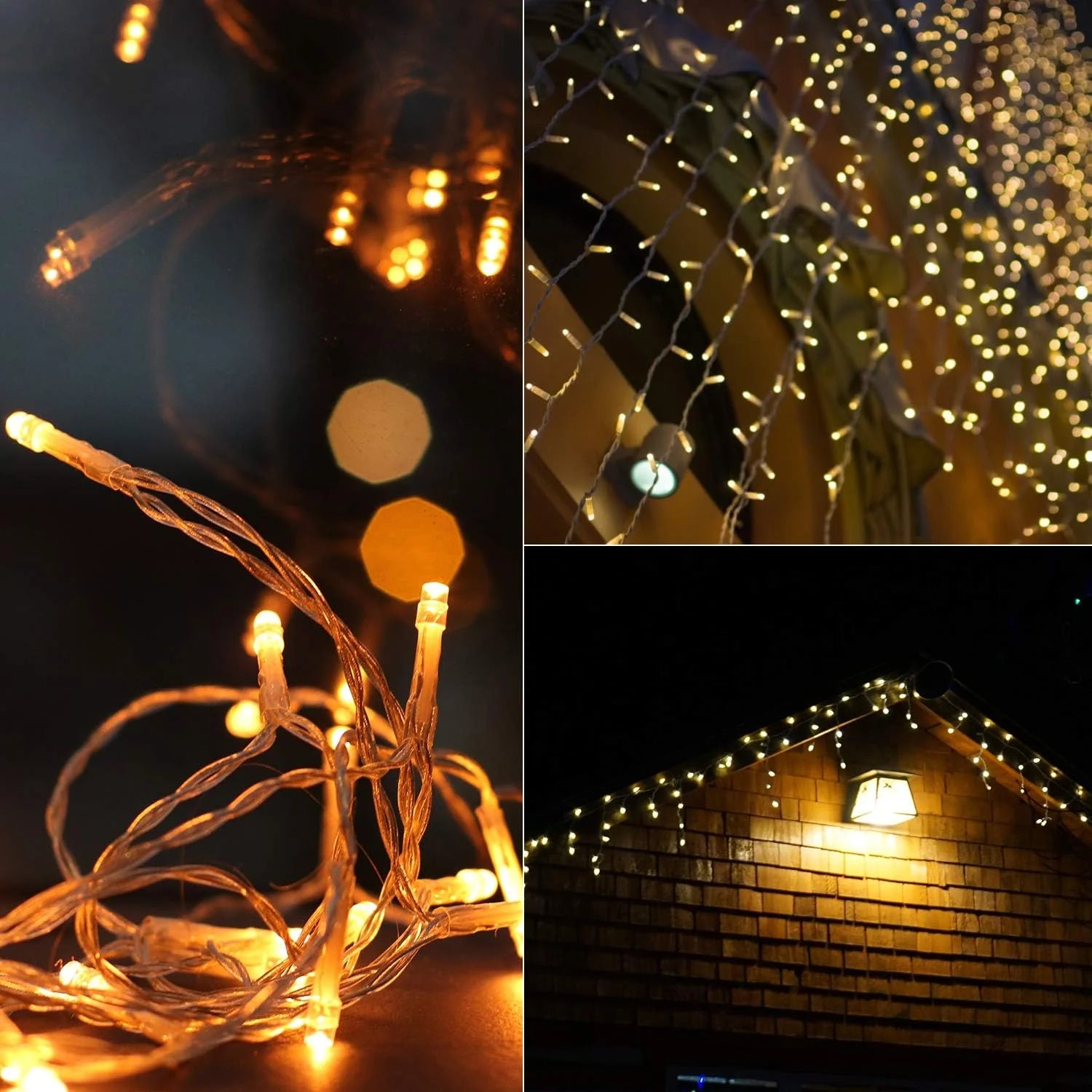 Christmas Lights, 13FT Extendable LED String Lights,Waterproof Outdoor Fairy Lights Curtain Lights Icicle Lights for Christmas Garden Patio Party Decoration