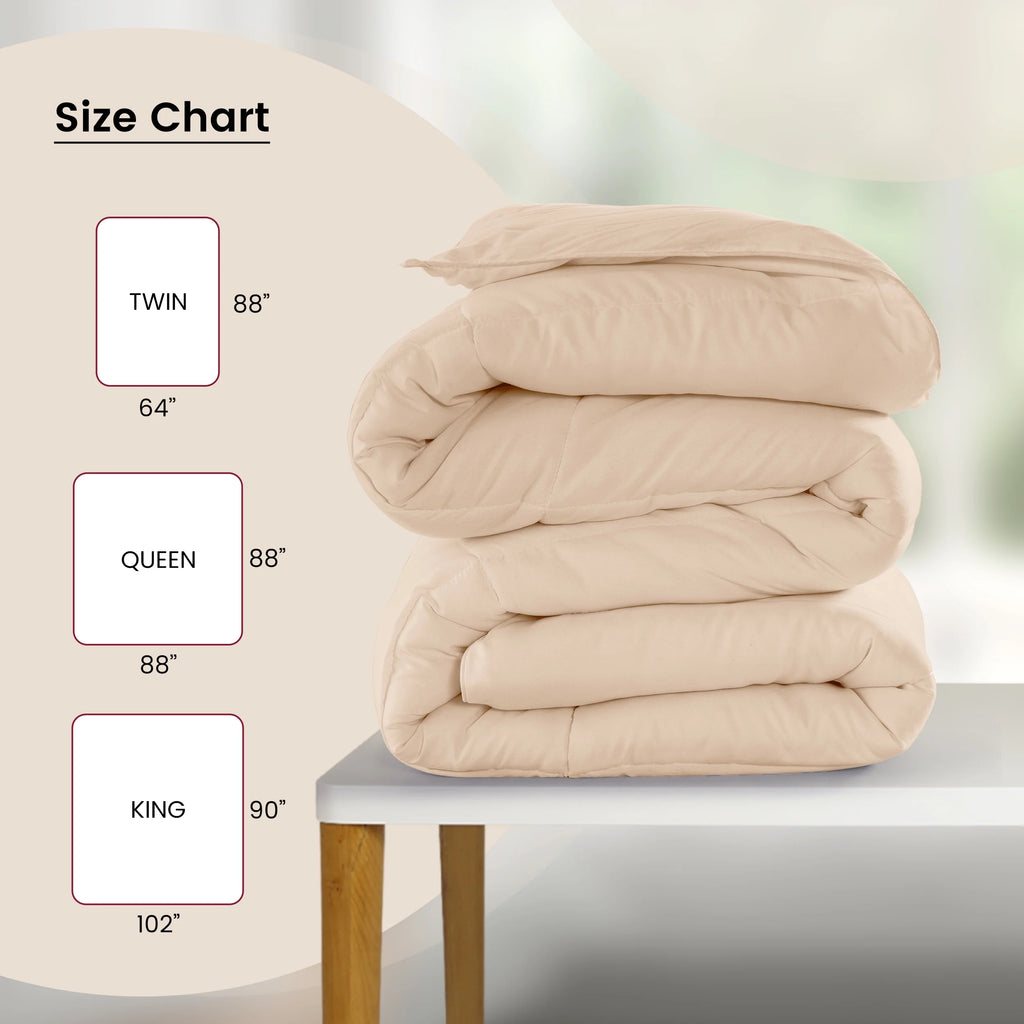 Twin Comforter - down Alternative Comforter & Duvet Insert - Single Comforter, Beige