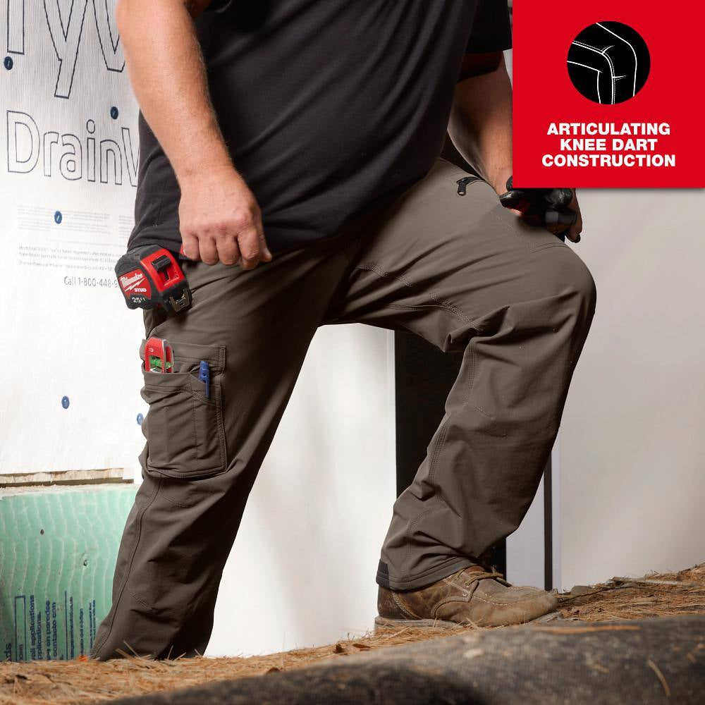 Men'S 32 In. X 32 In. Brown FREEFLEX Tech Work Pants with 7 Pockets
