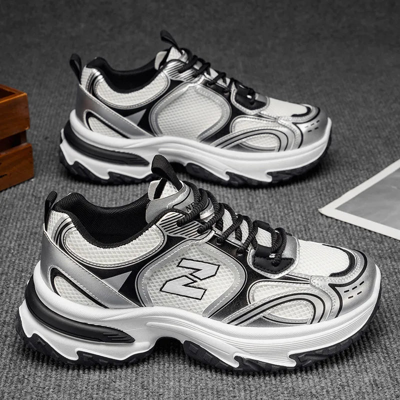 Free Shipping Designer Casual Shoes 2025 New Breathable Mesh Shoes for Men Versatile Thick Soled Height Increasing Casual Sports Shoes Trendy Shoes Beige