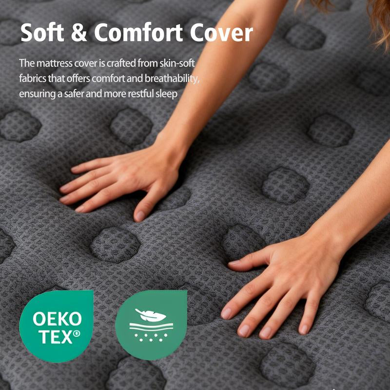 12/14 Inch Twin Full Queen King Mattress Individual Pocketed Coil & Memory Foam Hybrid Medium Firm Lumbar Support Orthopedic Design for Home Bedroom Hotel Boxed Mattress Holiday Gift Modern Furniture Ergonomic Sleep Solution