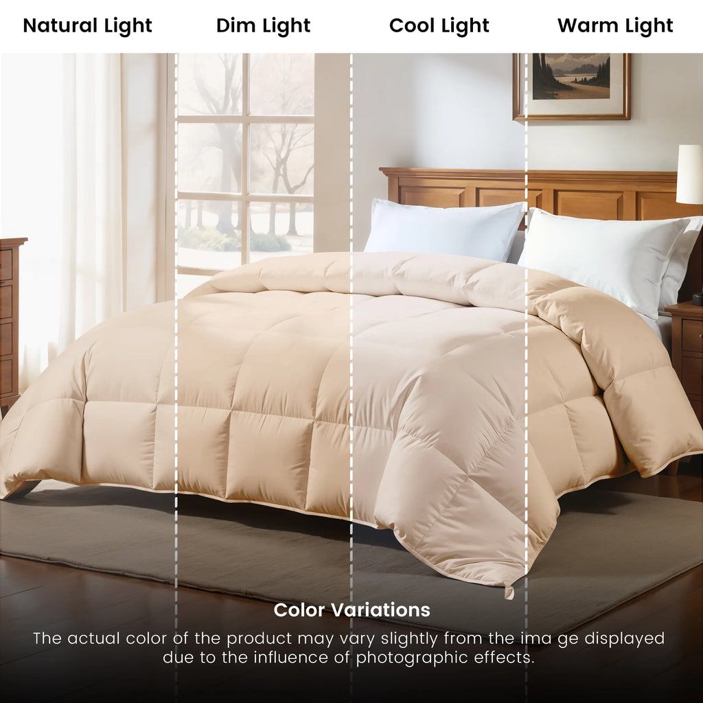 Twin Comforter - down Alternative Comforter & Duvet Insert - Single Comforter, Beige