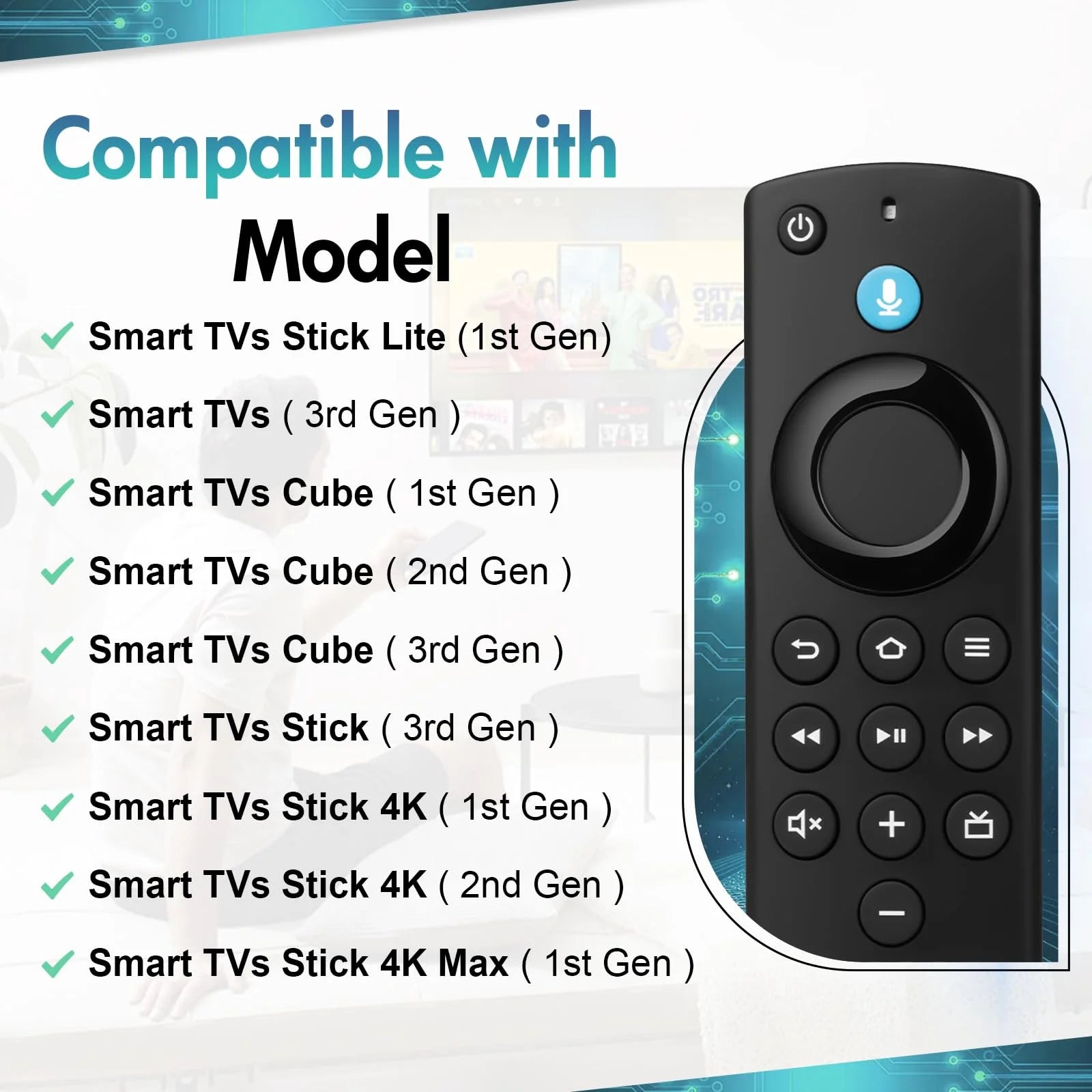 Voice Remote Replacement for All Series, Hisense, TCL TV Cube/Stick, Compatible with Stick 4K Max/4K (1St/2Nd Gen), Stick (2Nd/3Rd Gen)/Stick Lite/Hd, Omni, Insignia/Toshiba/Pioneer Smart TV