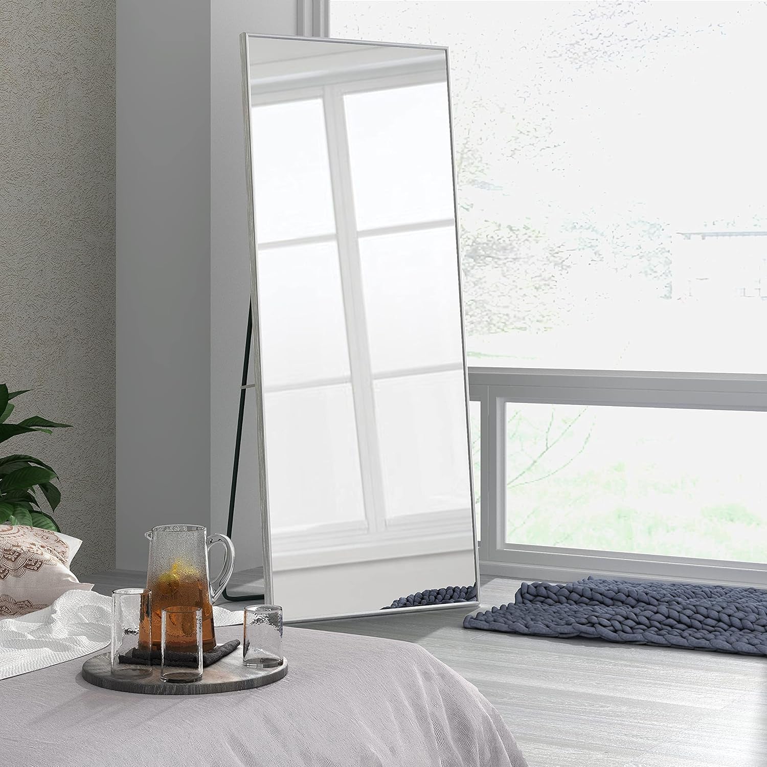 65X22Inch Full Length Mirror, Floor Mirror, Beveled Mirror, Standing Mirror, Full Body Mirror, Floor Length Mirror, Wall Mirror, Al-Alloy Thickened Frame Large Mirror
