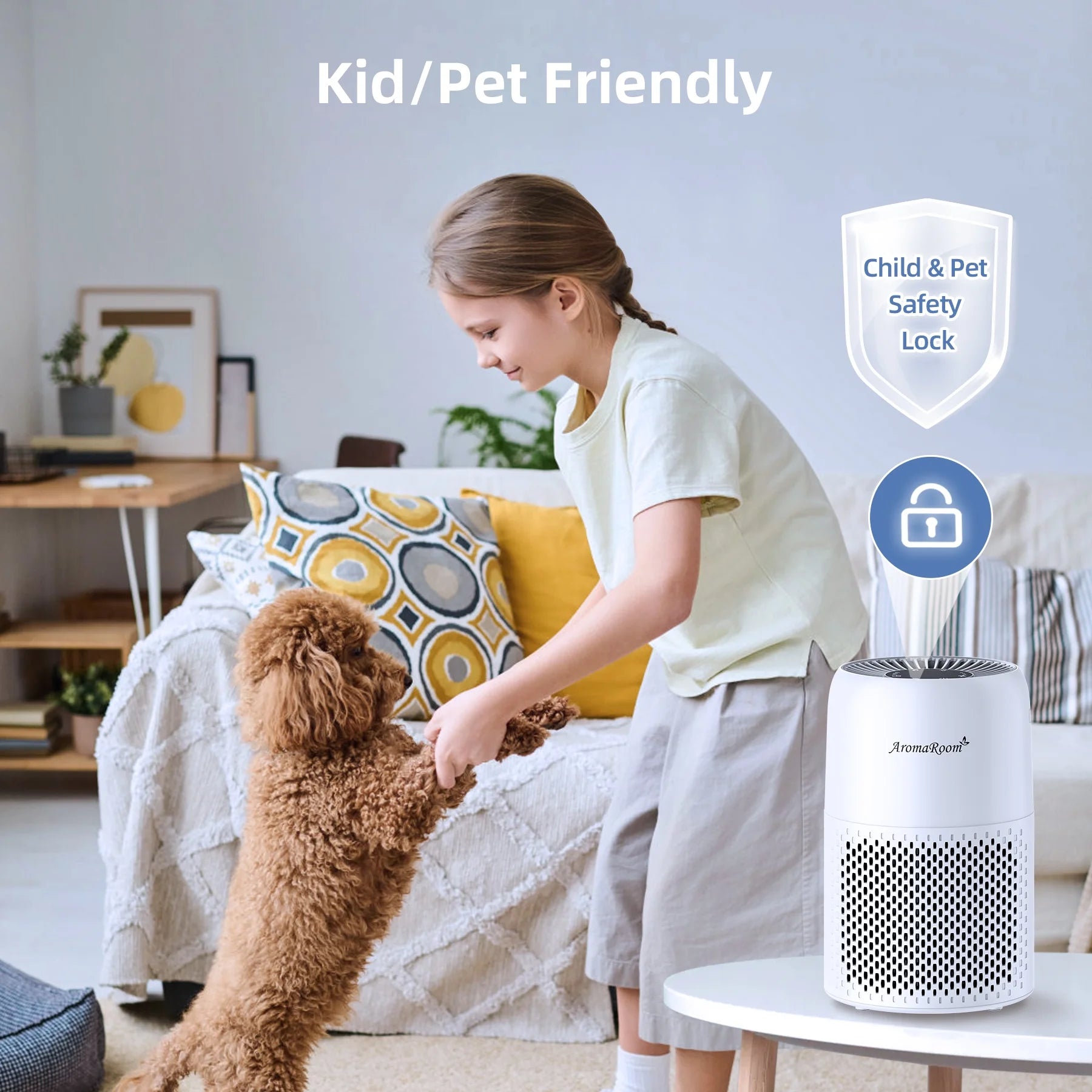 Hepa Portable Air Purifier for Bedroom Home Pets, Small Air Cleaners Purify for Allergy with RGB Light