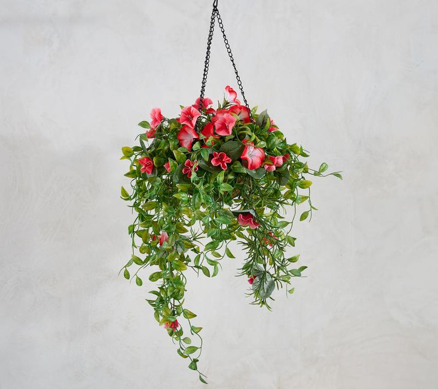Garden Reflections 14" Faux Morning Glory Hanging Basket