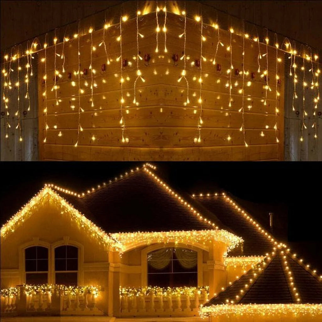 Christmas Lights, 13FT Extendable LED String Lights,Waterproof Outdoor Fairy Lights Curtain Lights Icicle Lights for Christmas Garden Patio Party Decoration