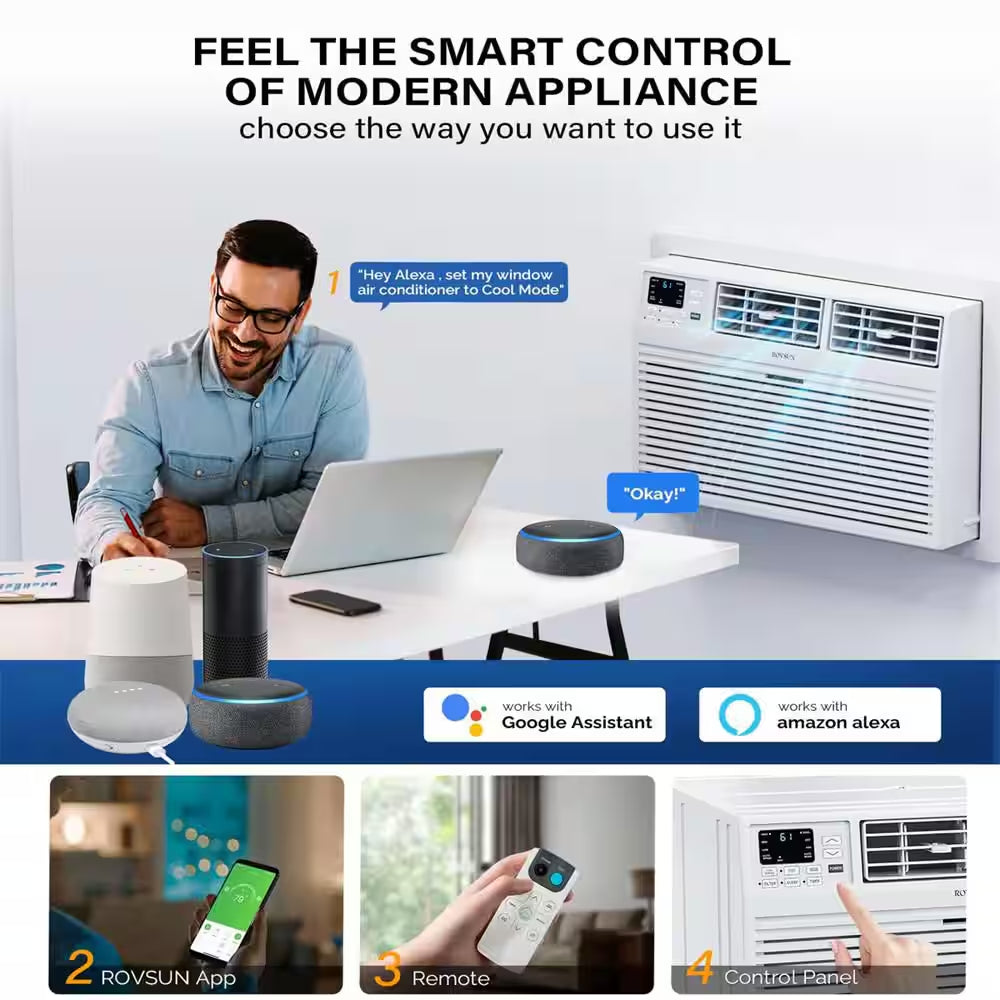 8,000 BTU (DOE) Wi-Fi Through-The-Wall Air Conditioner 350 Sq. Ft. with Remote in White 115-Volt