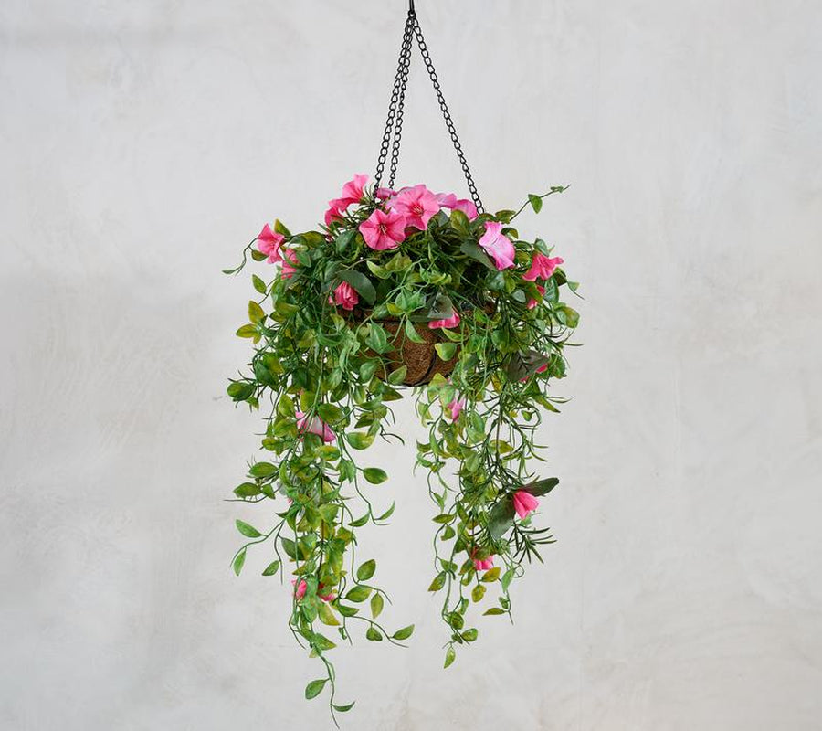 Garden Reflections 14" Faux Morning Glory Hanging Basket