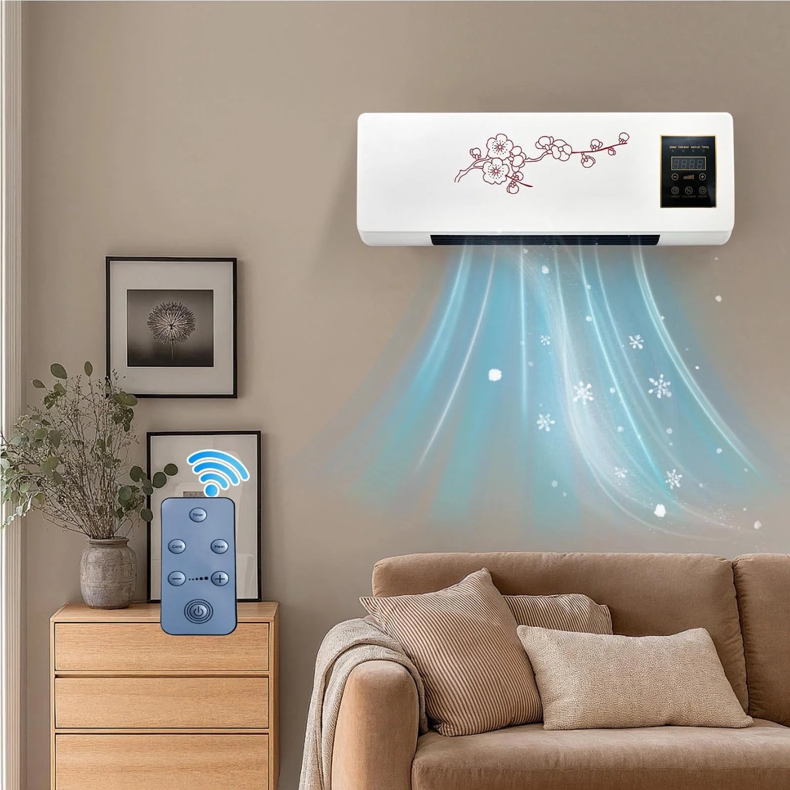 15000 BTU Smart Window Air Conditioner, Fan & Dehumidifier, 450 Sq. Ft., Remote Control, Wall-Mounted Coolings and Heating AC Unit, Operates Quietly, Energy-Saving