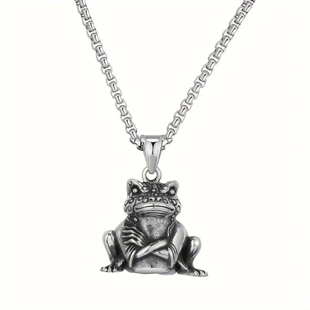 Retro Fashion Frog Animal Necklace Pendant Party Creative Trend Rock Punk Hip Hop Pendant Jewelry