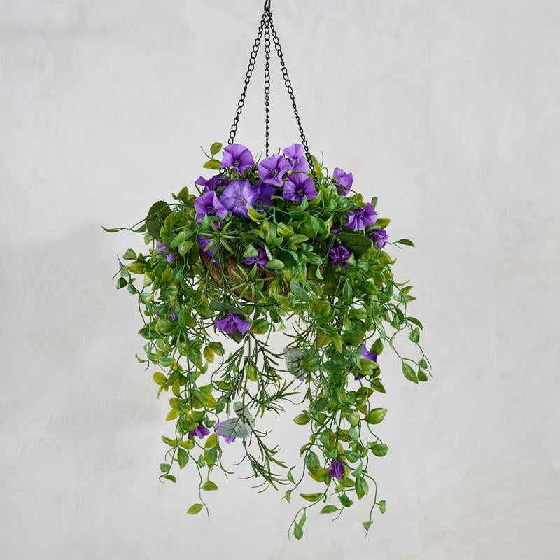 Garden Reflections 14" Faux Morning Glory Hanging Basket