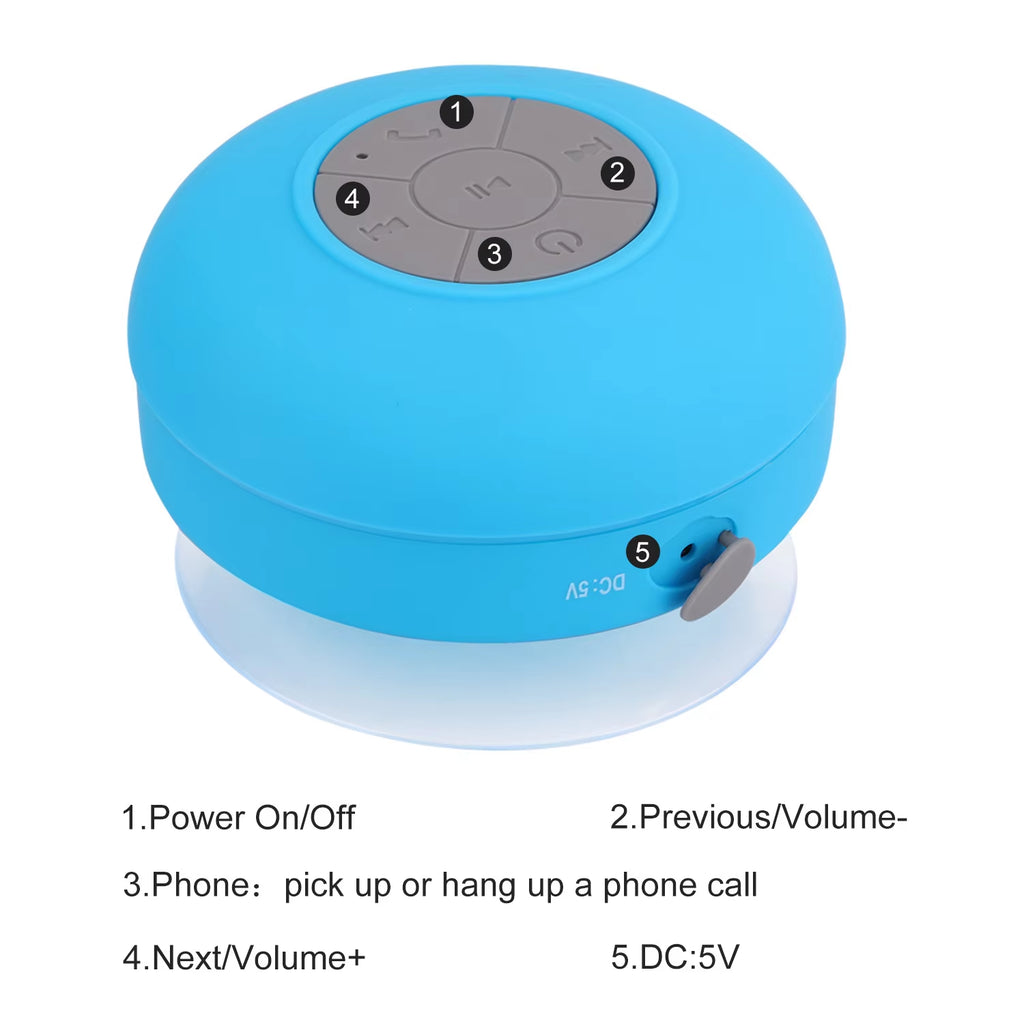 BTS-06 Mini BT Speaker Portable Waterproof Wireless Handsfree Speakers Party Speaker for Showers Bathroom