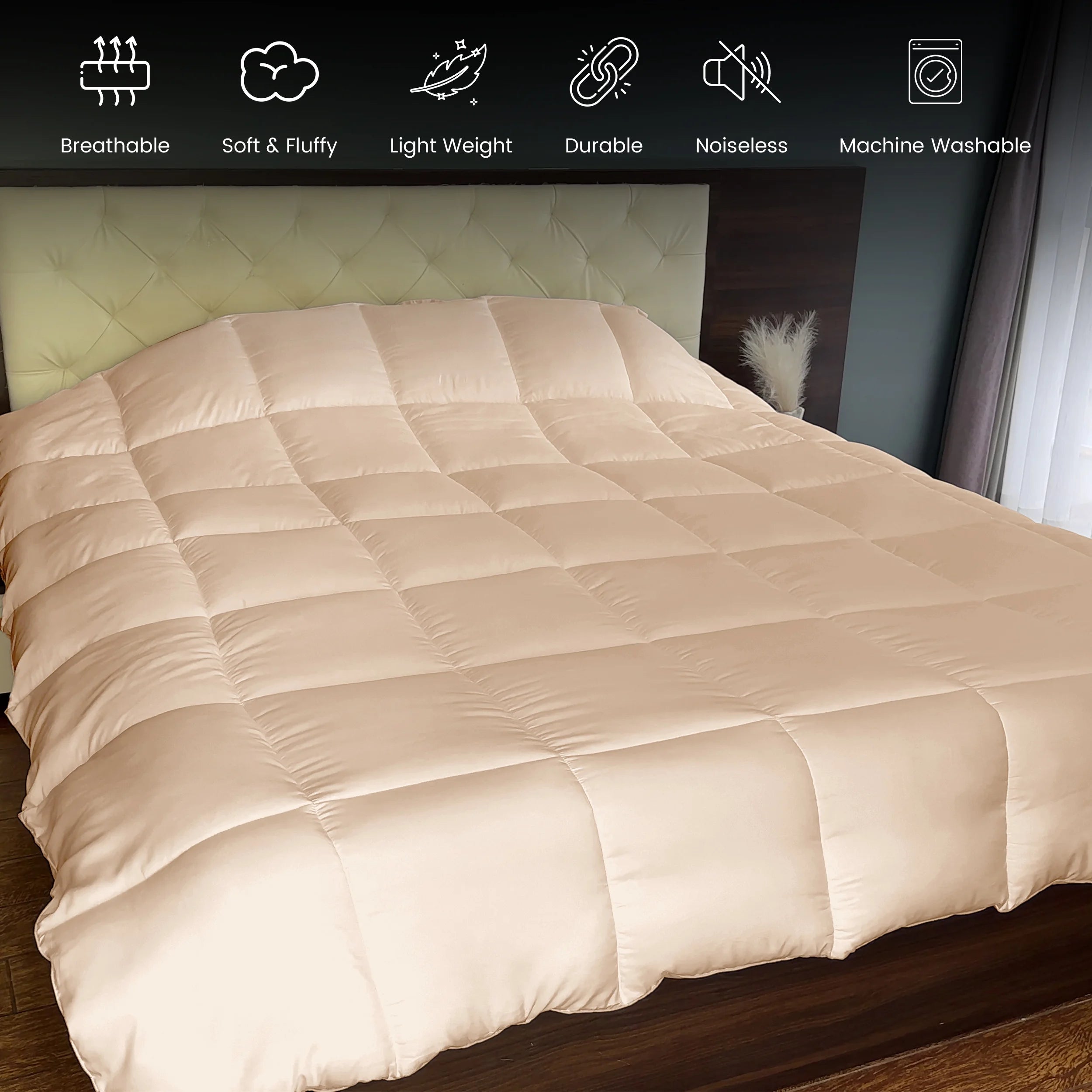 Twin Comforter - down Alternative Comforter & Duvet Insert - Single Comforter, Beige