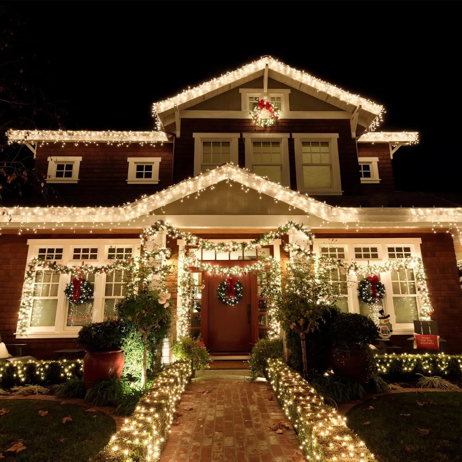 Christmas Lights, 13FT Extendable LED String Lights,Waterproof Outdoor Fairy Lights Curtain Lights Icicle Lights for Christmas Garden Patio Party Decoration