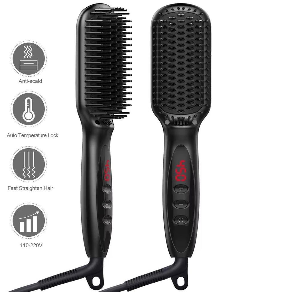 Hair Straightener for Women Hot Comb Anti-Scalding Hair Brush Ceramic Heating Lcd Display Dual Voltage Silent Hair Straightener
