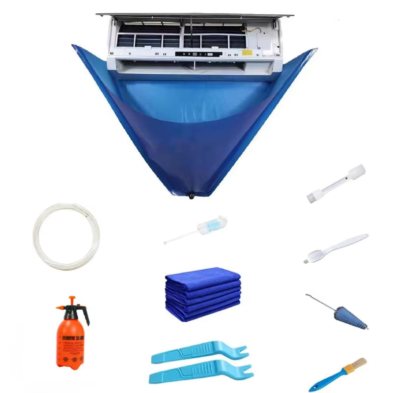 Large Air Conditioner Cleaning Cover Double Layer Thickening Wash Mounted Protective Dust Cleaner Water Bag Tightening Belt Kit