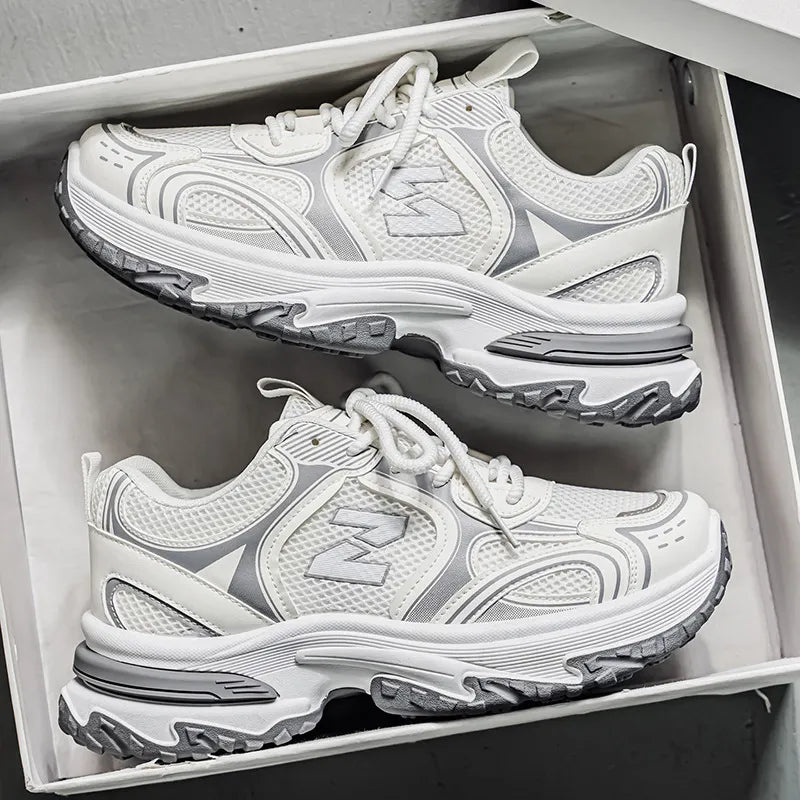 Free Shipping Designer Casual Shoes 2025 New Breathable Mesh Shoes for Men Versatile Thick Soled Height Increasing Casual Sports Shoes Trendy Shoes Beige