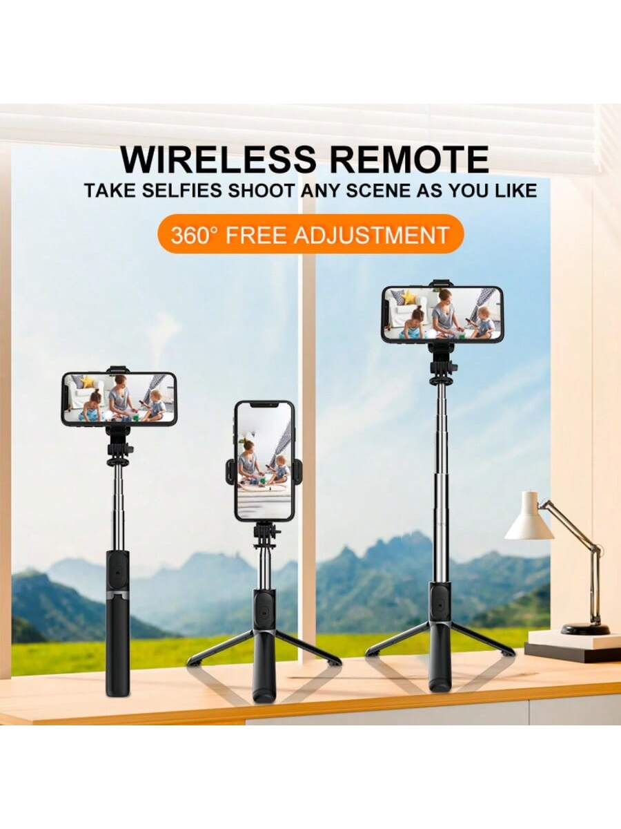 40-Inch Retractable Selfie Stick – Professional Floor Tripod for Live Streaming, with Wireless Remote, 360° Rotation, Stable Anti-Shake Design. Ideal for Travel Vlogs & Outdoor Live Streaming. Compatible with Smartphones Black for Summer Vacation, Travel,