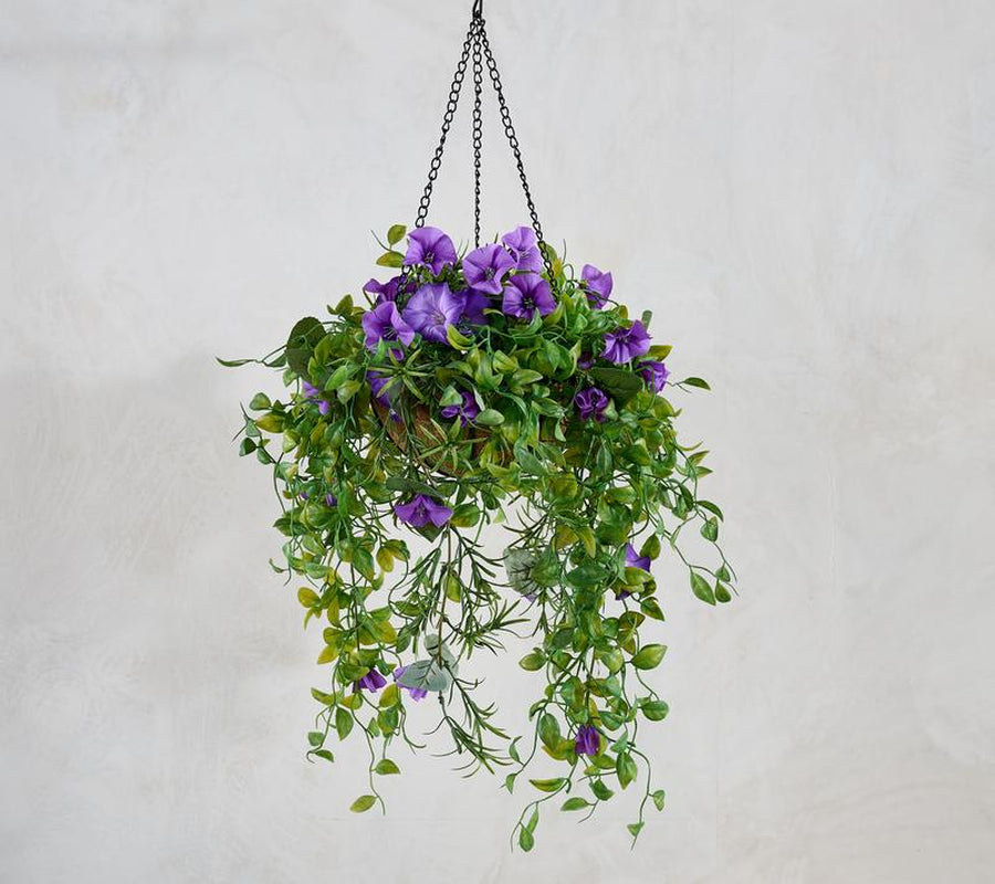 Garden Reflections 14" Faux Morning Glory Hanging Basket