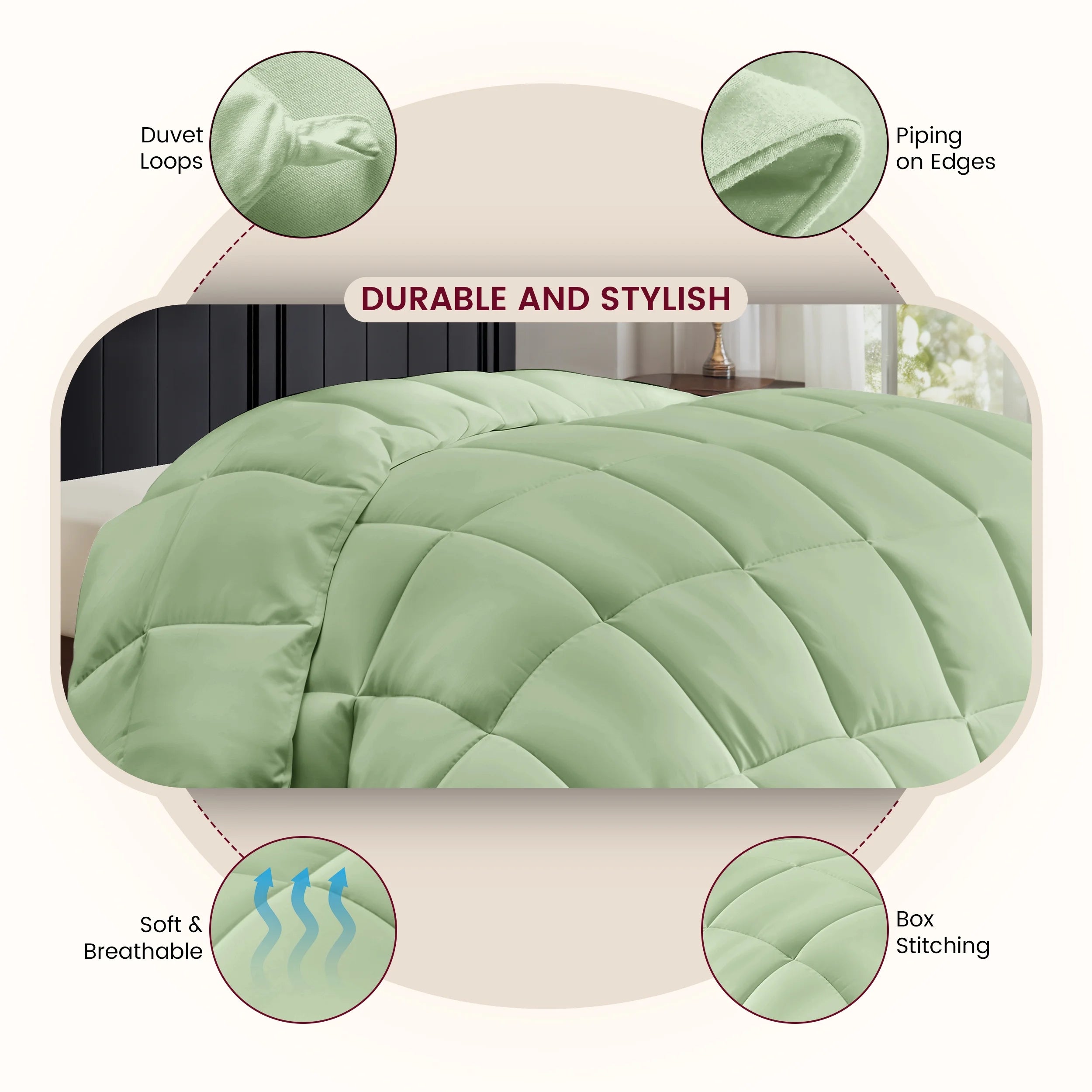 Twin Comforter - down Alternative Comforter & Duvet Insert - Single Comforter, Sage