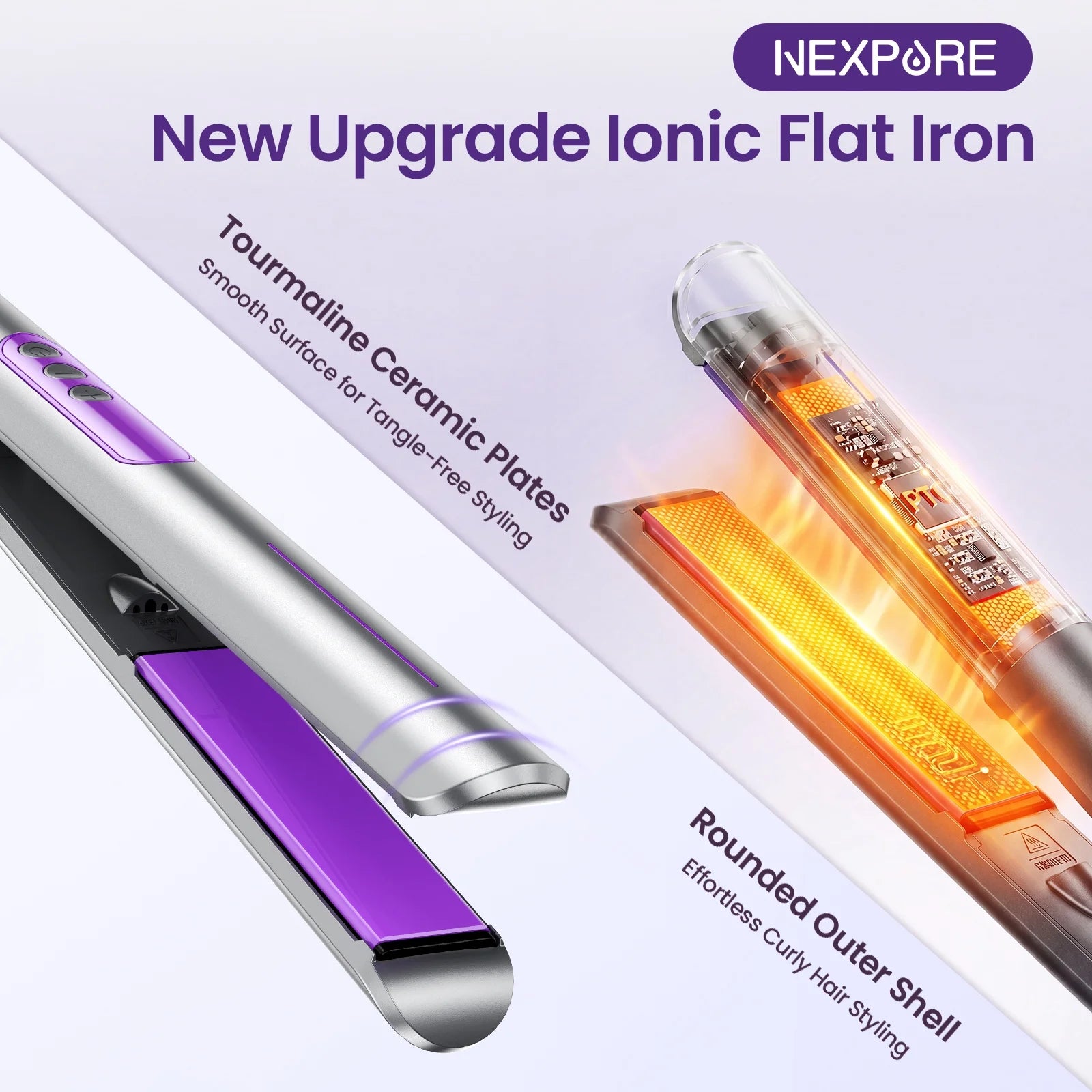 New Upgrade Ionic Flat Iron , Fast Heating Professional Salon 2-In-1 Ceramic Hair Straightener and Curler,Dual Voltage for Travel