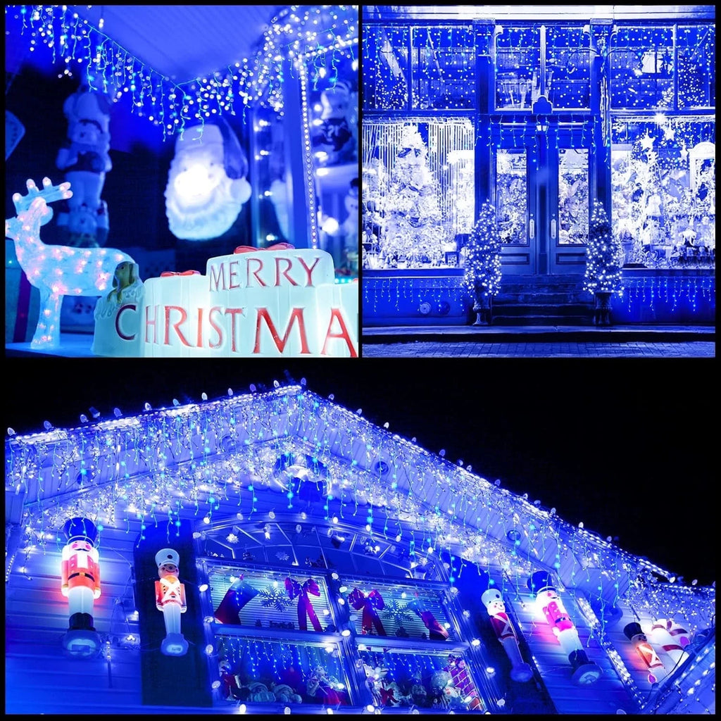 Christmas Lights, 13FT Extendable LED String Lights,Waterproof Outdoor Fairy Lights Curtain Lights Icicle Lights for Christmas Garden Patio Party Decoration