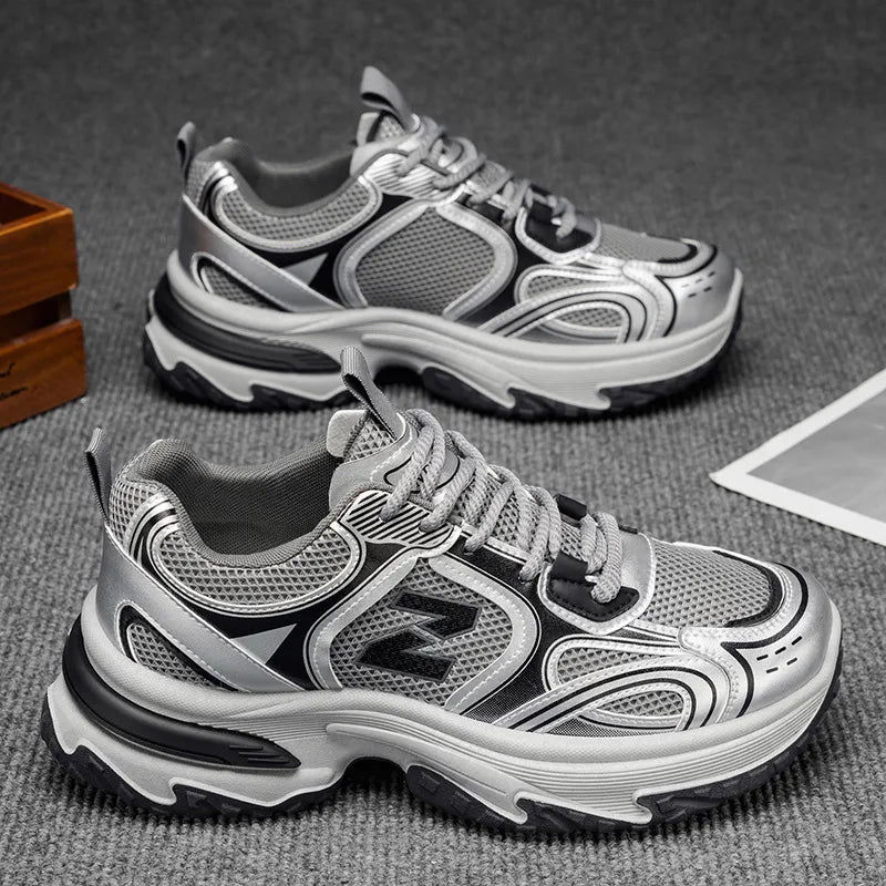Free Shipping Designer Casual Shoes 2025 New Breathable Mesh Shoes for Men Versatile Thick Soled Height Increasing Casual Sports Shoes Trendy Shoes Beige