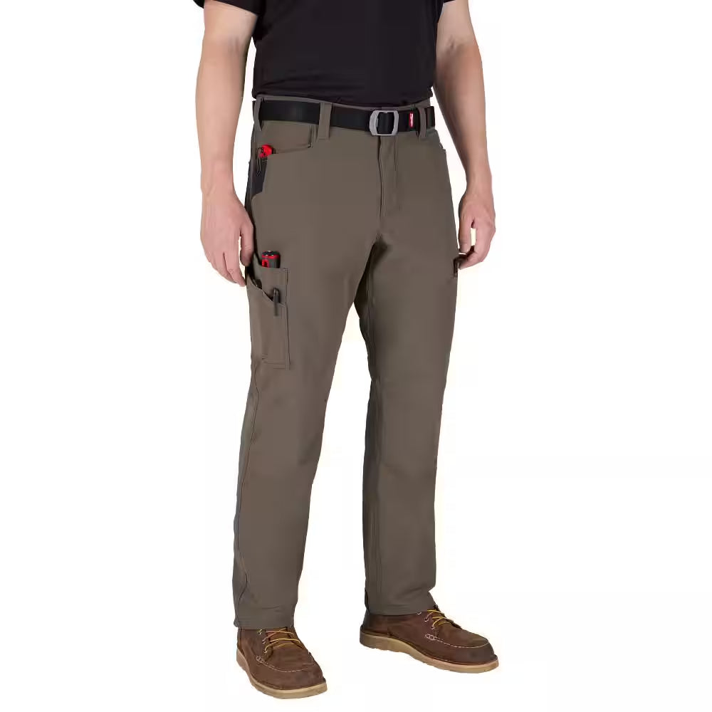 Men'S 32 In. X 32 In. Brown FREEFLEX Tech Work Pants with 7 Pockets
