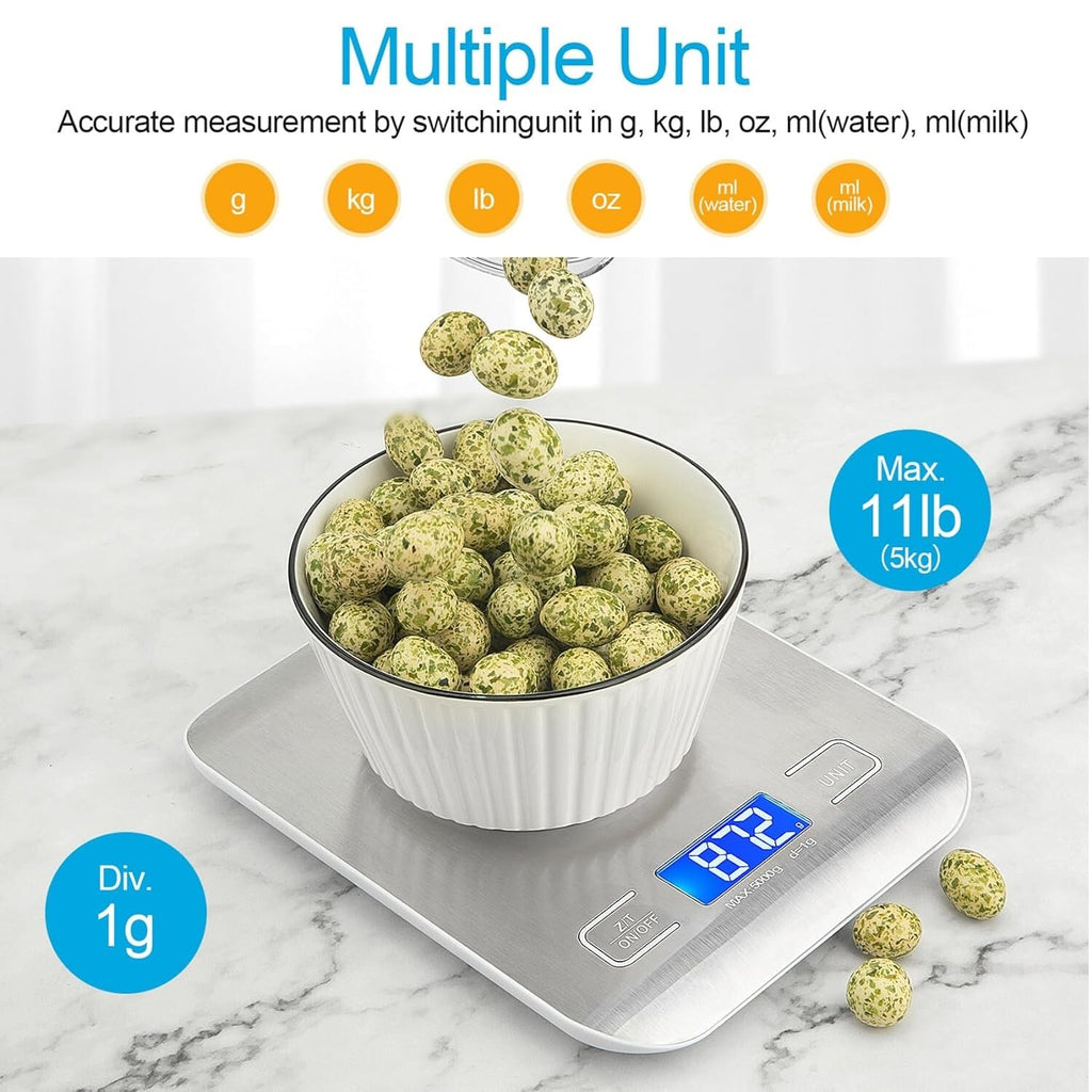 Bascula Digital De Cocina Pesa De Alimentos Comida Gramos Onzas Multifunctiona