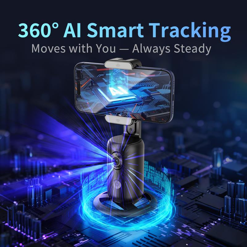 Auto Face Tracking Tripod 360° Rotating Cell Phone Photo & Video Kit Stand with Remote & Wireless Microphones Rechargeable Smart Shooting for Live Recording Tiktok Selfie