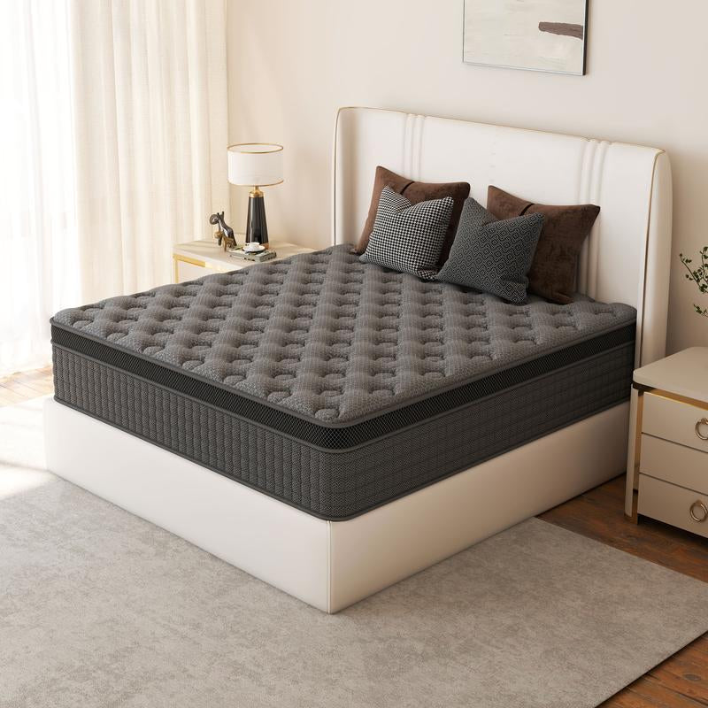 12/14 Inch Twin Full Queen King Mattress Individual Pocketed Coil & Memory Foam Hybrid Medium Firm Lumbar Support Orthopedic Design for Home Bedroom Hotel Boxed Mattress Holiday Gift Modern Furniture Ergonomic Sleep Solution